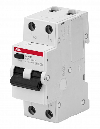 Автоматический выключатель дифференциального тока 2-полюсный 16А 30мА 4.5кА (тип AC) Basic M BMR415C16 ABB 